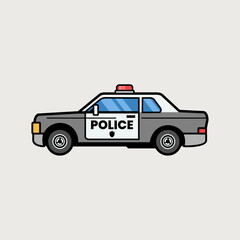 Police car cartoon vector icon illustration