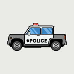 Police car cartoon vector icon illustration