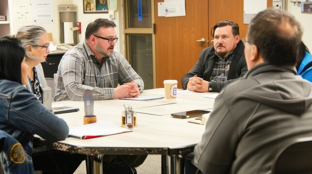 People sitting around a table having a discussion. AIG535
