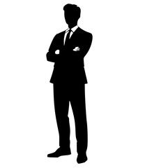 silhouette of a businessman, professional, man wear business suit 