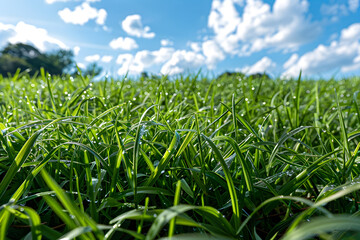 Obraz premium Radiant Zoysia Grass Basking under the Tranquil Summer Sky