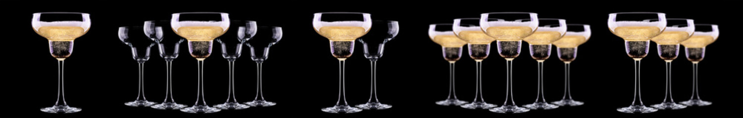 Glass of champagne isolated on black background