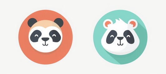 Fototapeta premium icon user round mint and peach, simple cartoon animal