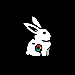 vector simple rabbit photography logo