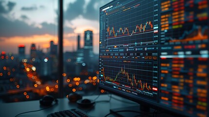 Realistic view of a trading terminal displaying real-time data updates and alerts, vibrant and detailed financial charts, modern design, high-resolution imagery, professional environment, natural ligh