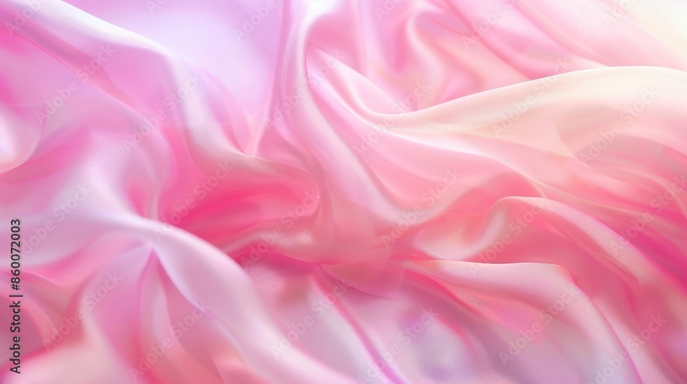 Poster a close-up of soft pink and white fabric draped in gentle folds, creating a smooth and calming visua