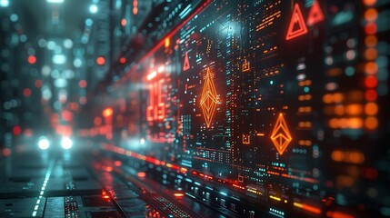 Obraz premium A conceptual image of digital assets, showcasing NFTs, cryptocurrencies, and virtual real estate, vibrant and detailed visual elements, modern and sleek design, high-resolution imagery, professional s