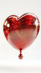 Happy st. Valentines day banner with red abstract illustrated hearts, pink paper hearts flying shining against dark red background with empty space for text, clouds, dreamy, couple love concept banner