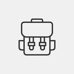 Backpack icon, tourism icon, Simple sign bag for school children, student, traveller and hiking tourist symbol.