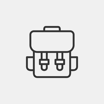recommend clip art: Backpack icon, tourism icon, Simple sign bag for school children, student, traveller and hiking tourist symbol.
