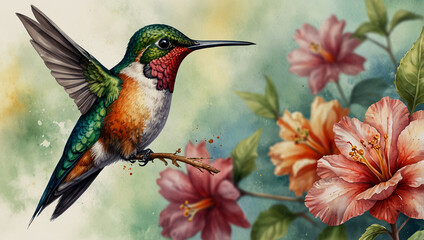 Fototapeta premium hummingbird on flower