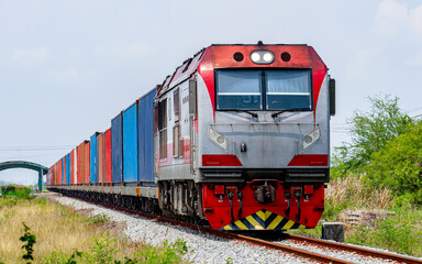 Obraz premium freight Container train num 862 at Don Si Non, Nong Tin Nok, Ban Pho, Chachoengsao 