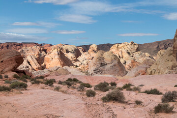 Beautiful hikes through an amazing landscape of Valley of fire State park, Nevada USA