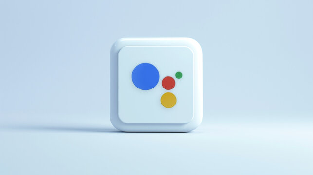 Google Assistant app 3d icon on a pale blue background