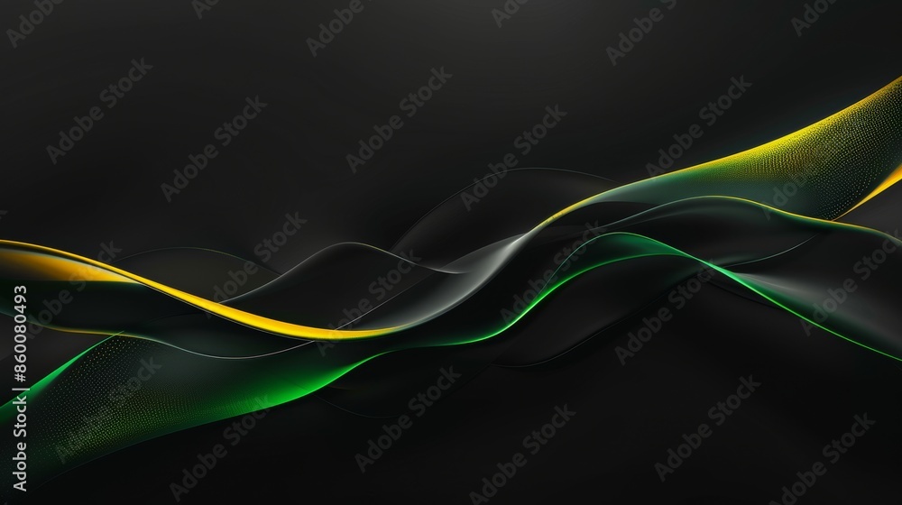 Aufkleber dark background with green and yellow lines for creative projects generative ai
