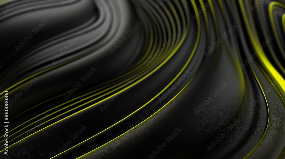 Aufkleber dark background with green and yellow lines for creative projects generative ai