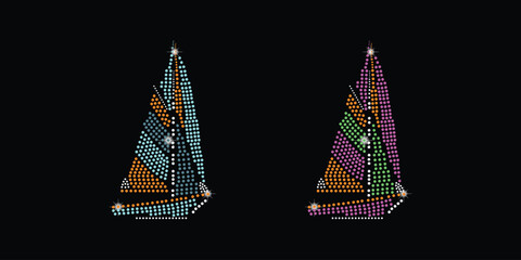 Rhinestone boat vector Design. rhinestone elephant vector design for Illustration of collar neck decoration with rhinestones in the form of a necklace. 