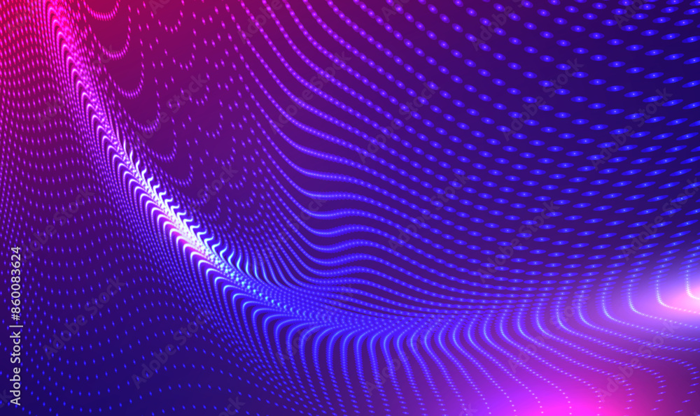 Poster abstract futuristic 3d wave particle dots technology background. wave moving dots flow particles, ne