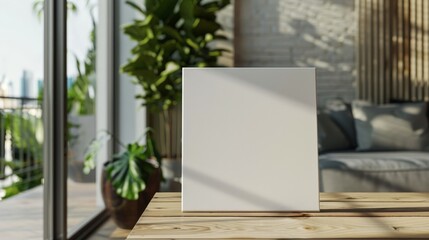 Fototapeta premium Modern Living Room with Blank Canvas for Artistic Display