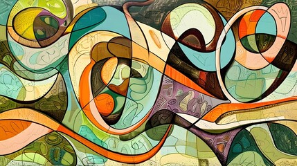 Vibrant Fluid Shapes and Organic Patterns in Captivating Composition