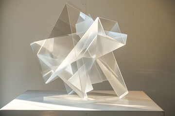 Acrylic Sculpture with Geometric Forms and Captivating Shadows