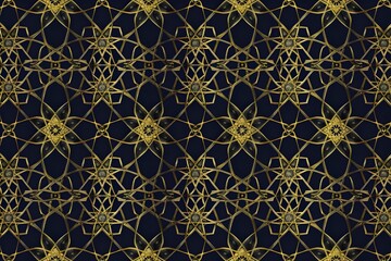 Stunning Golden Abstract Geometric Decorative Pattern with Intricate Interwoven Filigree Design