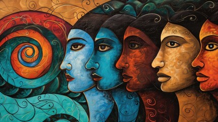 Abstract Urban Art Illustrating Diversity and the Interconnectedness of Communities