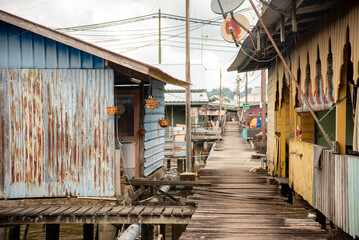 ブルネイダルサラームにある水上村カンポンアイールの風景Scenery of Kampung Ayer, a floating village in Brunei Darussalam