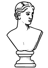 White female sculpture isolated on white background. Venus statue - Roman Goddess of Love. Vector illustration	