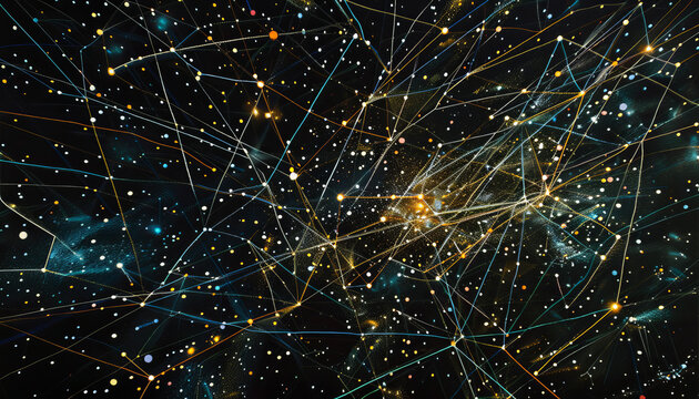 Conceptualize the intersection of quantum mechanics and general relativity in a vector diagram, exploring the idea of quantum gravity. Depict interconnected lines or nodes symbolizing entangled partic