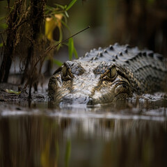 Fototapeta premium Stealthy Crocodile in the Swamp