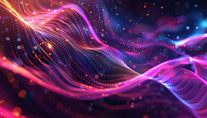Fototapeta premium Conceptualize the intersection of quantum mechanics and general relativity in a vector diagram, exploring the idea of quantum gravity. Depict interconnected lines or nodes symbolizing entangled partic