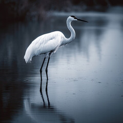 Naklejka premium Graceful Crane by the Lake