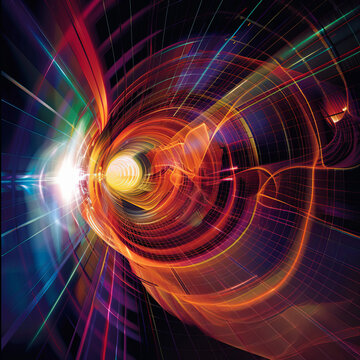 Illustrate the concept of quantum superposition using vectors, depicting a particle existing in multiple states simultaneously