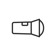 Flashlight, linear style icon. Simple flashlight, portable light source. Editable stroke width