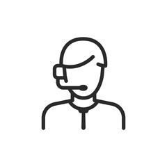 Customer service, linear style icon. Person wearing a headset, customer support or service. Editable stroke width.