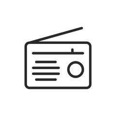 Radio, linear style icon. Classic radio with antenna, audio device. Editable stroke width.