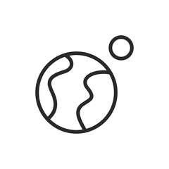 Earth with moon, linear style icon. Earth and moon together, planetary systems or space exploration. Editable stroke width