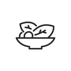 Salad bowl, linear style icon. healthy eating and fresh vegetables. Editable stroke width