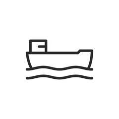 Oil tanker in the sea, linear style icon. marine transportation of oil. Editable stroke width