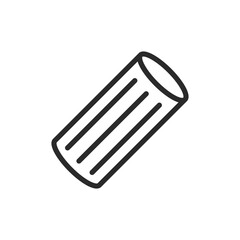 Penne pasta, linear style icon. Tube-shaped pasta. Editable stroke width