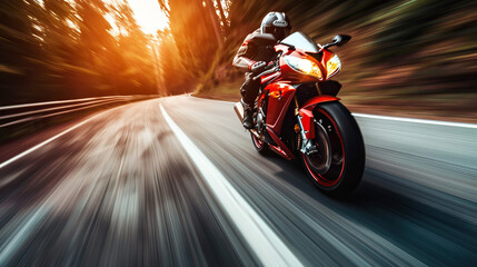 Obraz premium A racing car speeding on a desert road, creating a motion blur effect