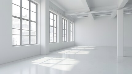 White empty business room interior with windows and no furniture, mockup