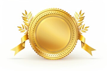 Money Back Guaranteed Gold Badge for Business with Ribbon and Text Label