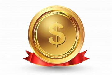 Money Back Guaranteed Gold Badge - Business Label with Ribbon and Text