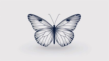 Hand-drawn butterfly sketch in continuous line art style, white background, vector illustration, captures the essence of spring and flight, 8K resolution, simple and elegant design