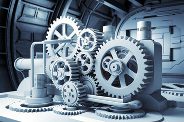 Obraz premium engineering, mechanical, technology, futuristic, gears, circuits, industrial design, precision machinery, high-tech, innovation, advanced, machinery, automation, robotics, tech, engineering design, me