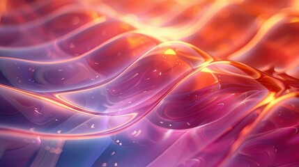 Obraz premium Bright waves of color undulate in a fluid, abstract composition that highlights the interaction of light and form, creating a captivating visual experience.