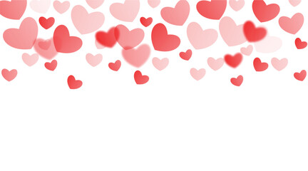 heart confetti of red falling hearts on a transparent background