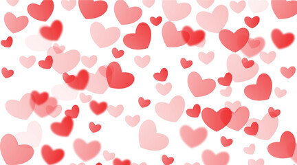 heart confetti of red falling hearts on a transparent background